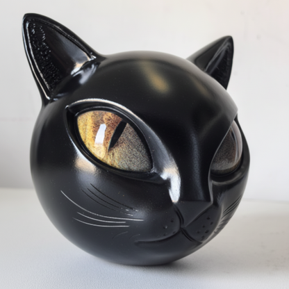 Scultura da tavolo in resina a forma di testa di gatto mistico, decorazione d’accento per la casa