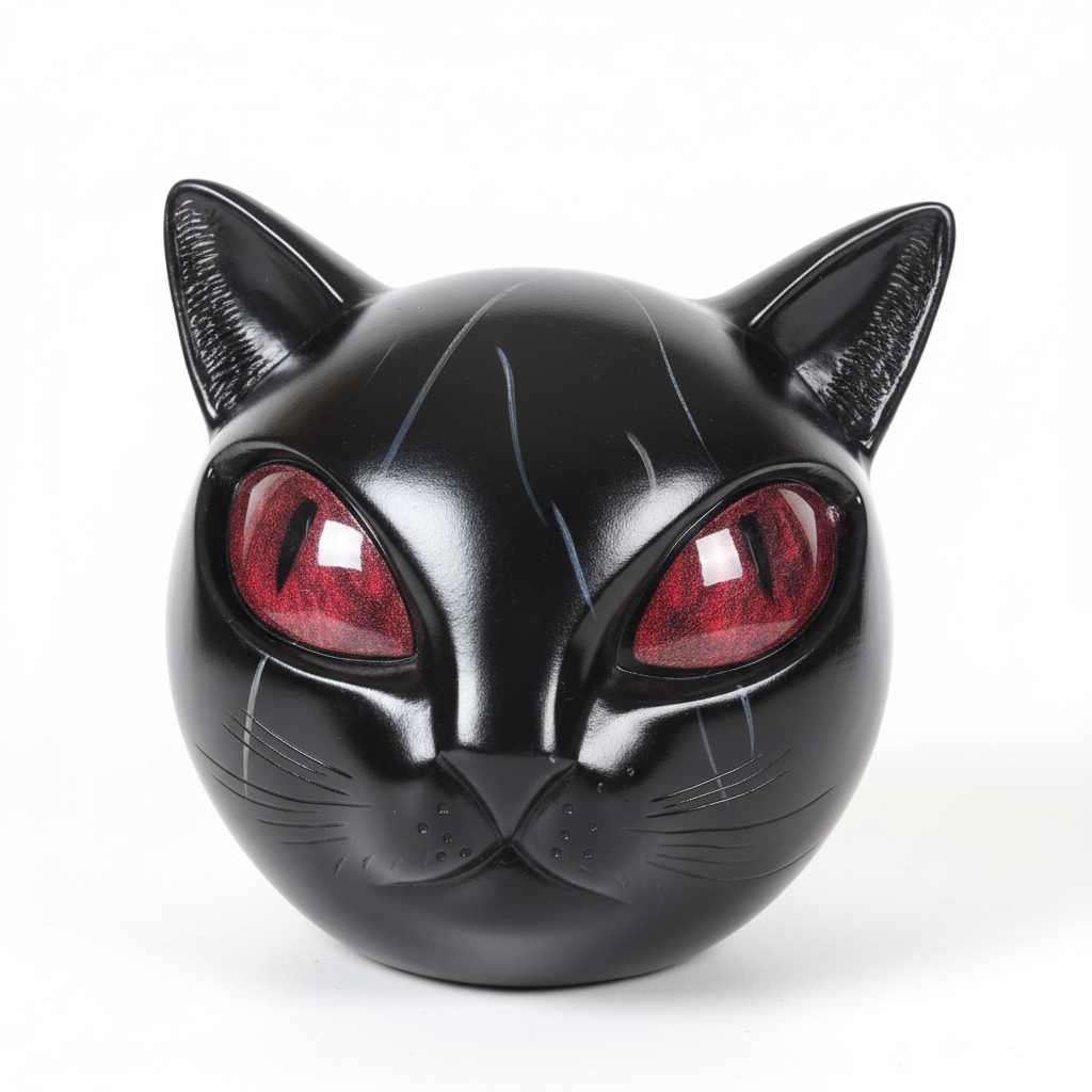 Scultura da tavolo in resina a forma di testa di gatto mistico, decorazione d’accento per la casa