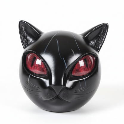Scultura da tavolo in resina a forma di testa di gatto mistico, decorazione d’accento per la casa