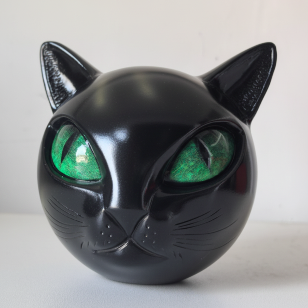 Scultura da tavolo in resina a forma di testa di gatto mistico, decorazione d’accento per la casa