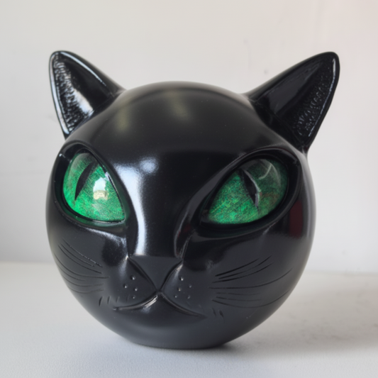 Scultura da tavolo in resina a forma di testa di gatto mistico, decorazione d’accento per la casa
