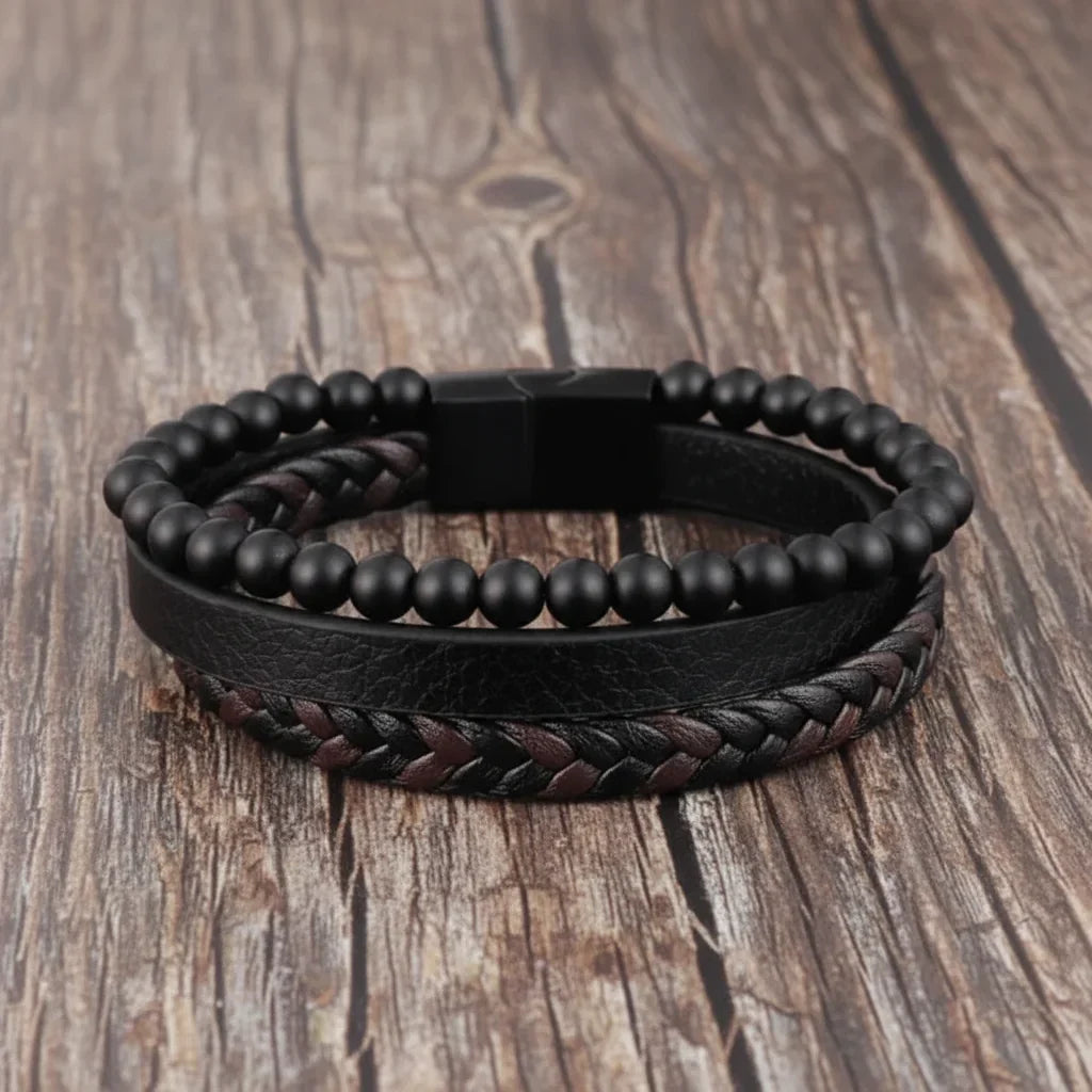 Natural Stone Bead Bracelet Adjustable Unisex Mindfulness Jewelry