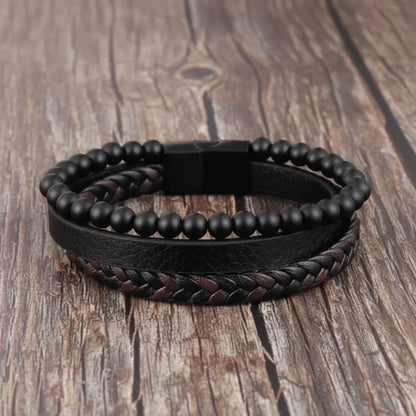 Natural Stone Bead Bracelet Adjustable Unisex Mindfulness Jewelry
