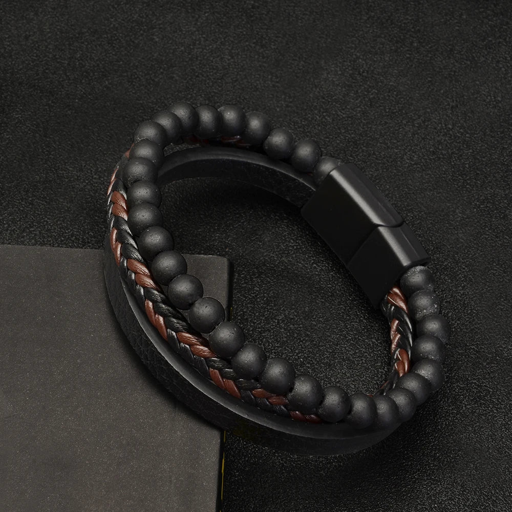 Natural Stone Bead Bracelet Adjustable Unisex Mindfulness Jewelry
