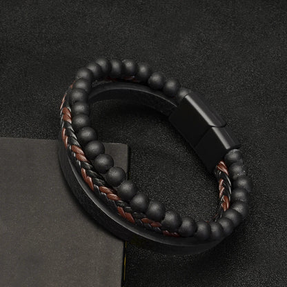 Natural Stone Bead Bracelet Adjustable Unisex Mindfulness Jewelry
