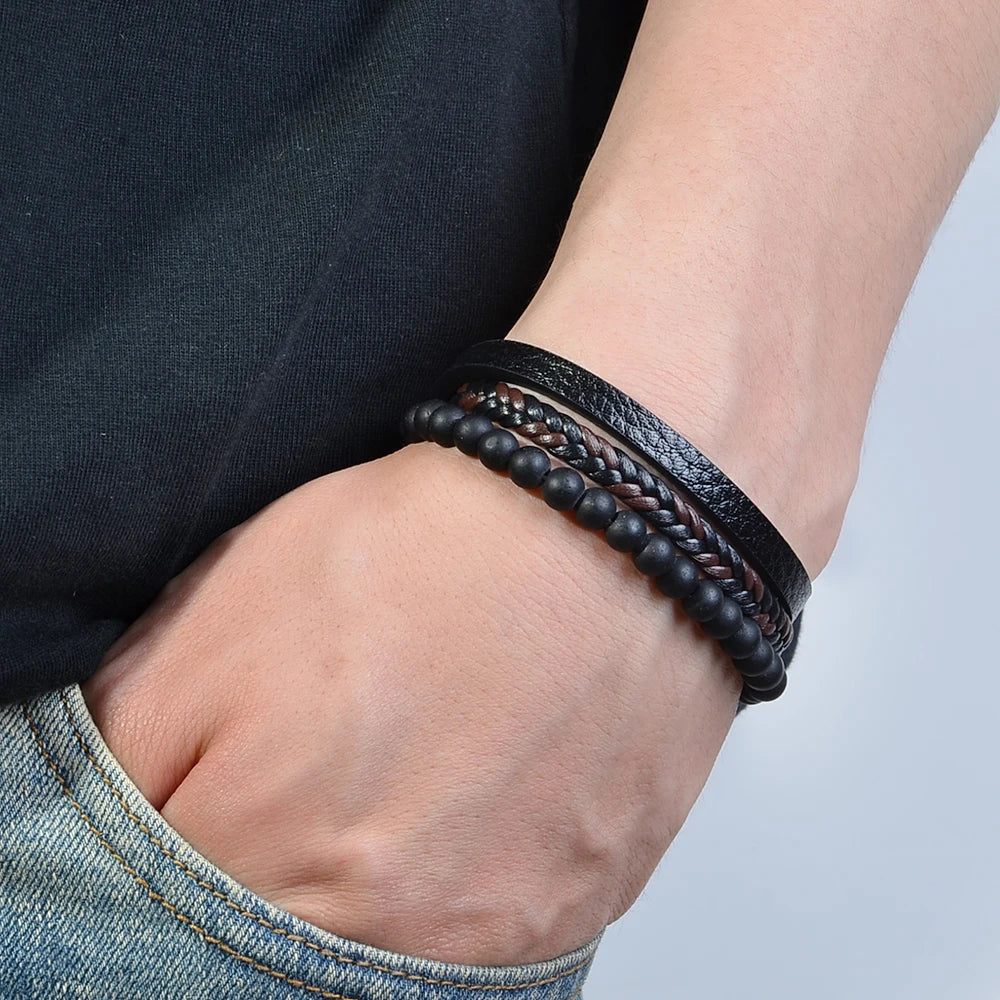 Natural Stone Bead Bracelet with Calm-Inspired Design