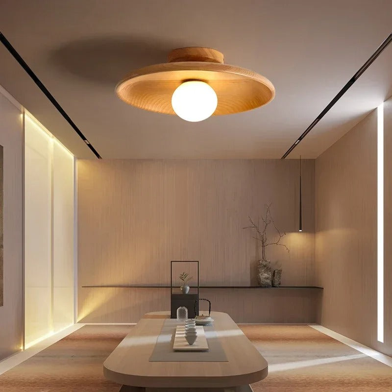 Natural Wood Ceiling Light Minimalist Pendant Lamp