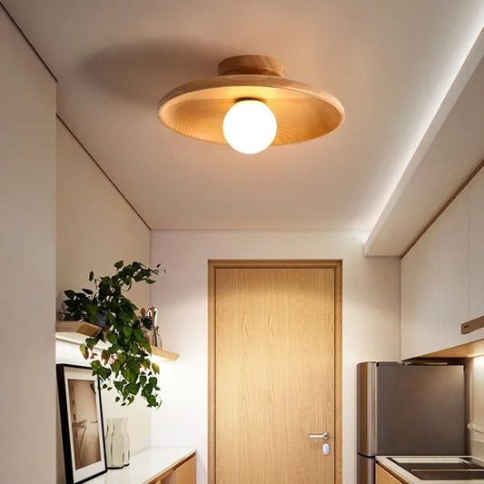 Natural Wood Ceiling Light Minimalist Pendant Lamp