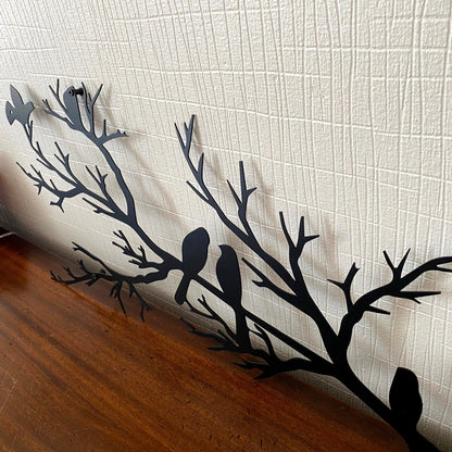 NatureCraft Modern Metal Wall Art Bird Design Black Geometric Home Decor