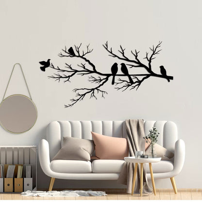 NatureCraft Modern Metal Wall Art Bird Design Black Geometric Home Decor