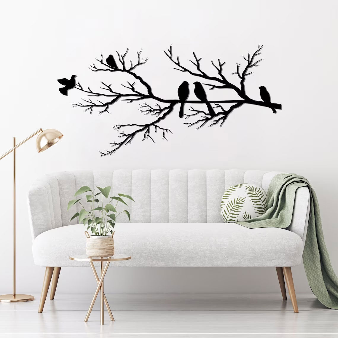 NatureCraft Modern Metal Wall Art Bird Design Black Geometric Home Decor