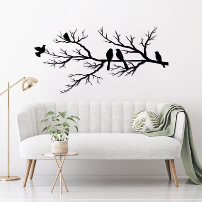 NatureCraft Modern Metal Wall Art Bird Design Black Geometric Home Decor