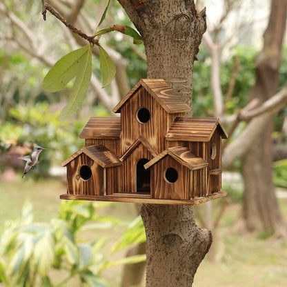 NatureNest Handmade Wooden Birdhouse for Garden Wildlife and Outdoor Decor