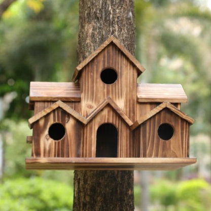 NatureNest Handmade Wooden Birdhouse for Garden Wildlife and Outdoor Decor