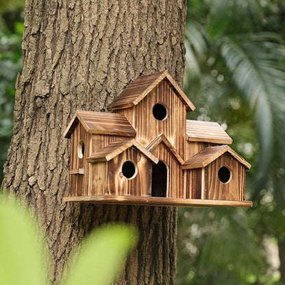 NatureNest Handmade Wooden Birdhouse for Garden Wildlife and Outdoor Decor