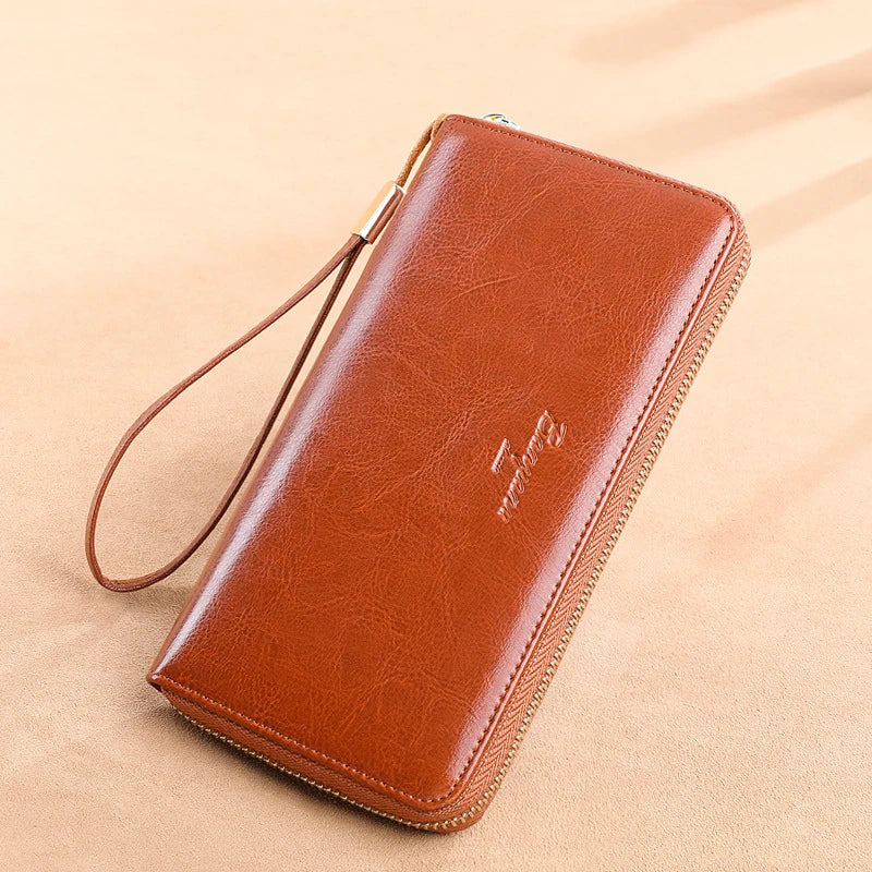 Naya RFID Leather Travel Wallet with Phone Pouch