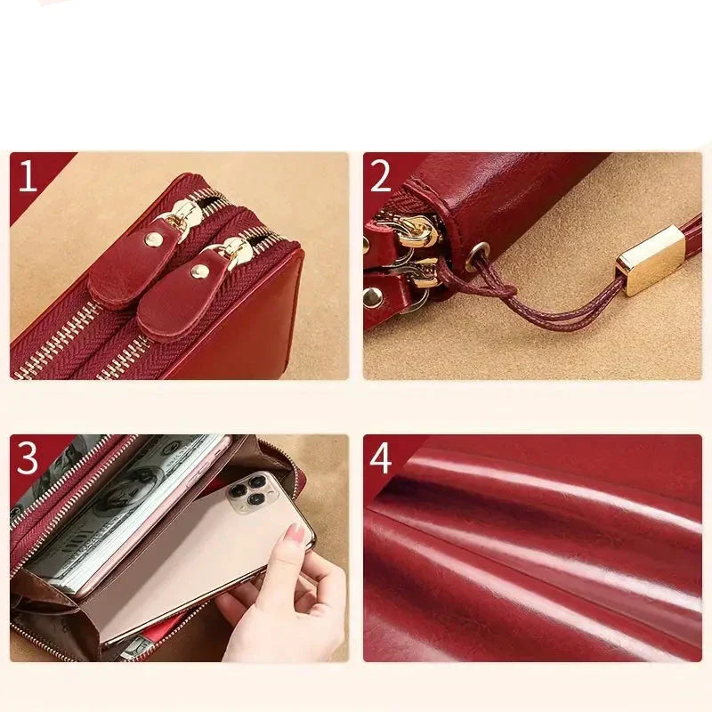 Naya RFID Leather Travel Wallet with Phone Pouch
