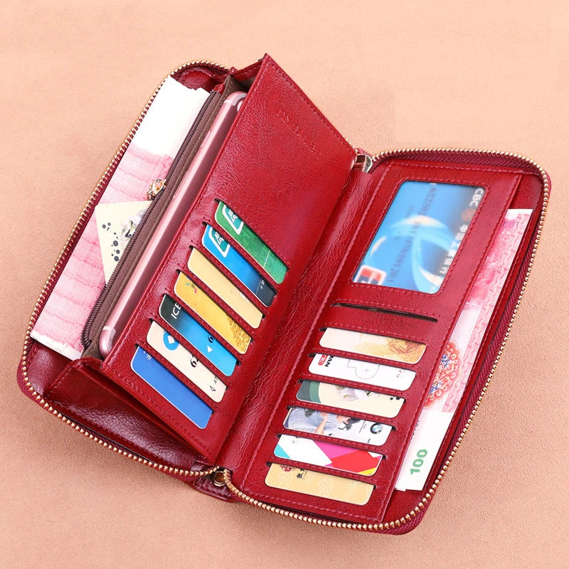 Naya RFID Leather Travel Wallet with Phone Pouch
