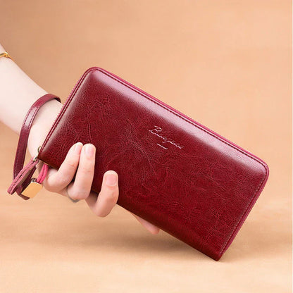 Naya RFID Leather Travel Wallet with Phone Pouch