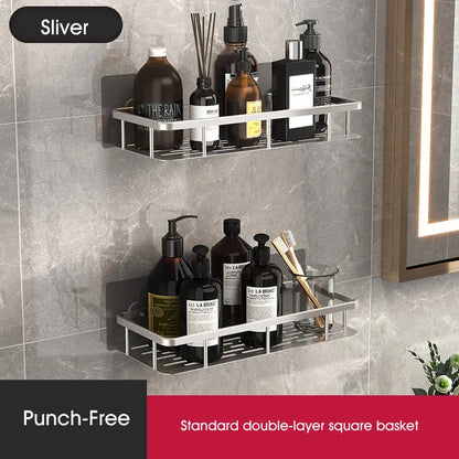 No-Drill Shower Corner Shelf for Bathroom Storage and Organization