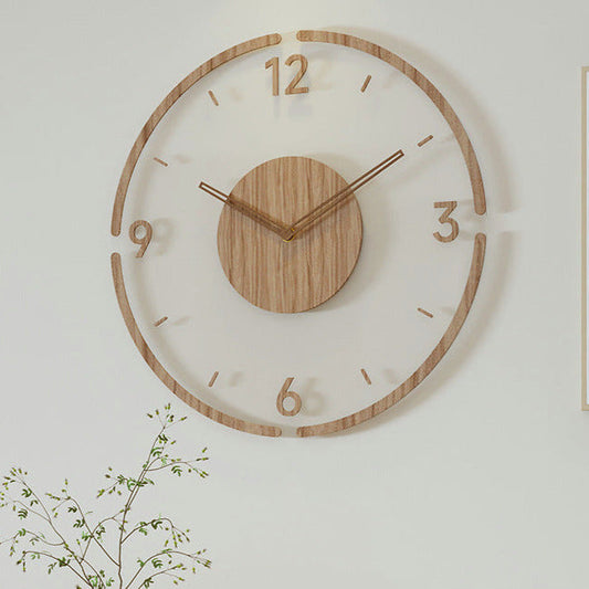 Nordic Solid Wood Wall Clock - 14 Inch Silent Movement