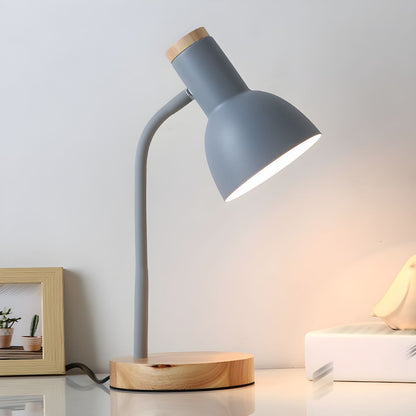 Nordic Style Table Lamp with Wooden Base and Metal Shade