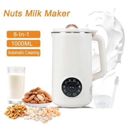 NutriBlend 8-in-1 Plant Milk Maker – 1000ml Automatic Dairy-Free Drink Machine