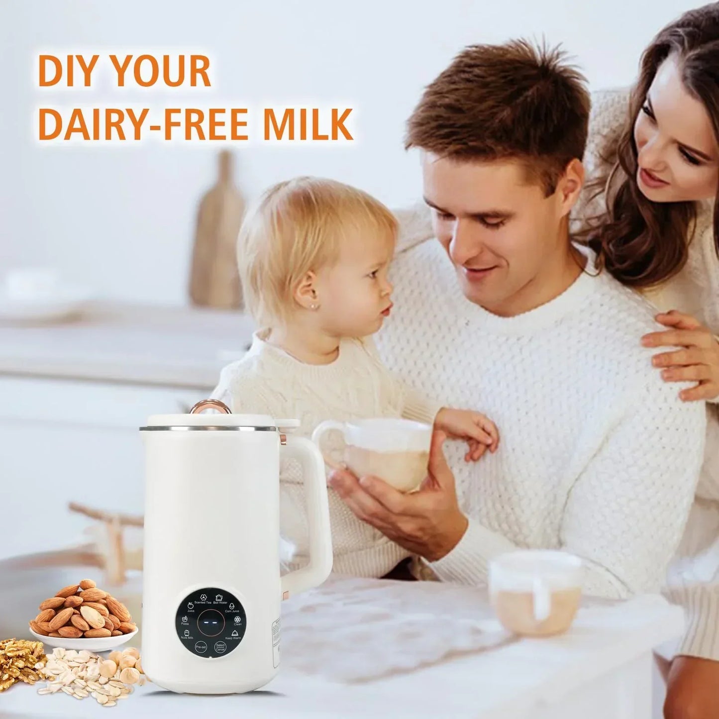 NutriBlend 8-in-1 Plant Milk Maker – 1000ml Automatic Dairy-Free Drink Machine