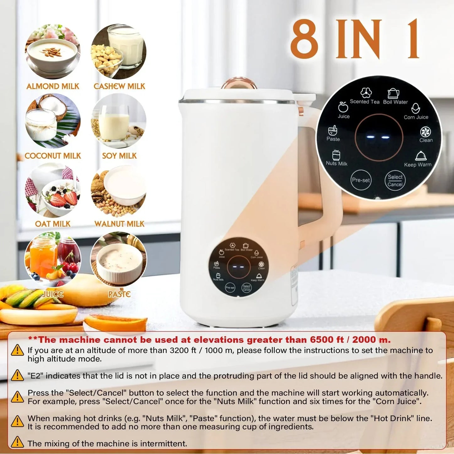 NutriBlend 8-in-1 Plant Milk Maker – 1000ml Automatic Dairy-Free Drink Machine