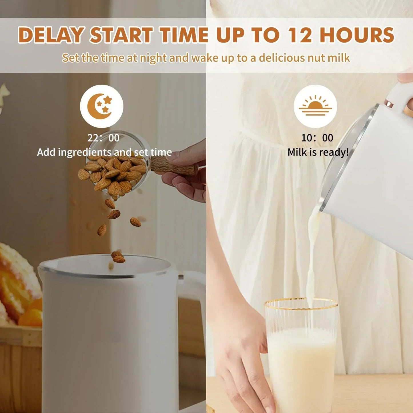 NutriBlend 8-in-1 Plant Milk Maker – 1000ml Automatic Dairy-Free Drink Machine