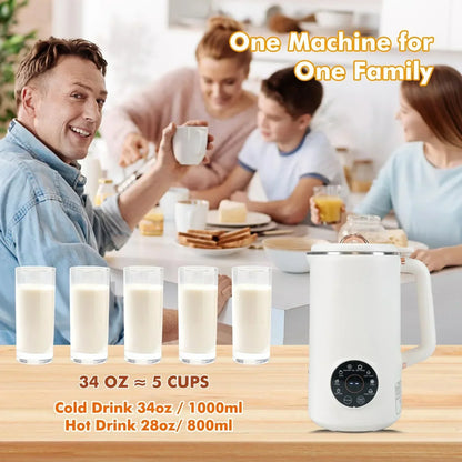 NutriBlend 8-in-1 Plant Milk Maker – 1000ml Automatic Dairy-Free Drink Machine