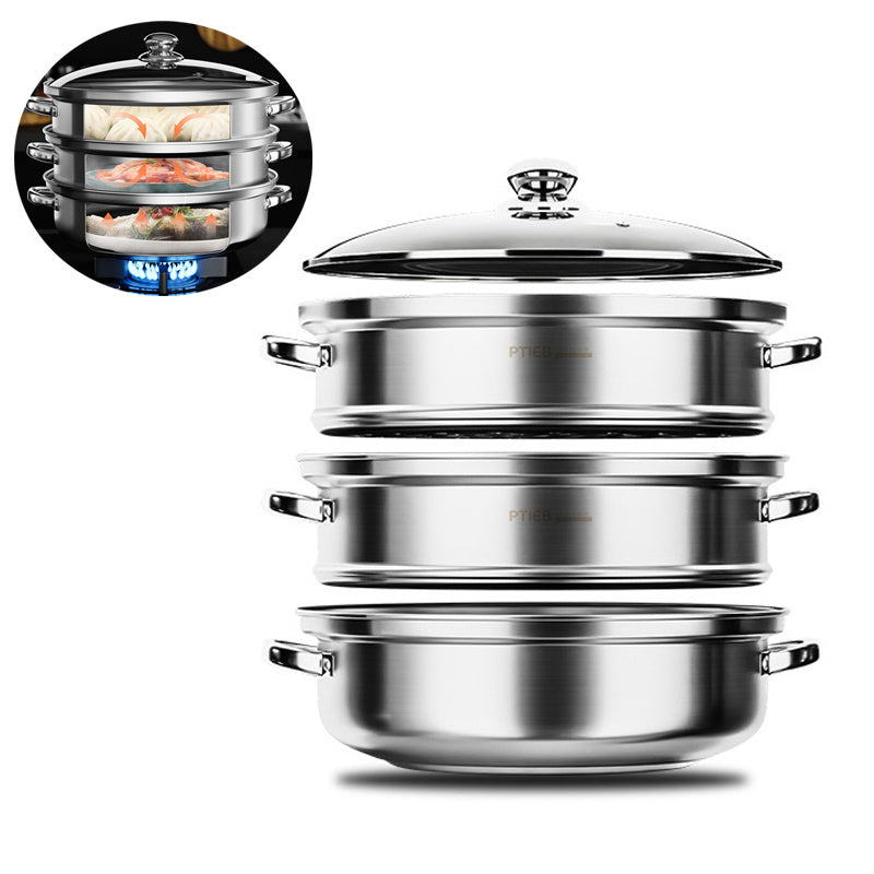NutriSteam 3 Tier Stainless Steel Steamer for Healthy Cooking