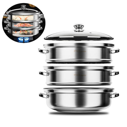 NutriSteam 3 Tier Stainless Steel Steamer for Healthy Cooking