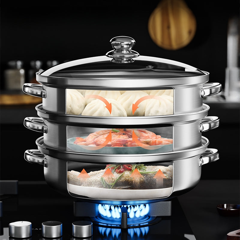 NutriSteam 3 Tier Stainless Steel Steamer for Healthy Cooking