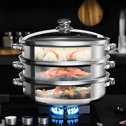 NutriSteam 3 Tier Stainless Steel Steamer for Healthy Cooking