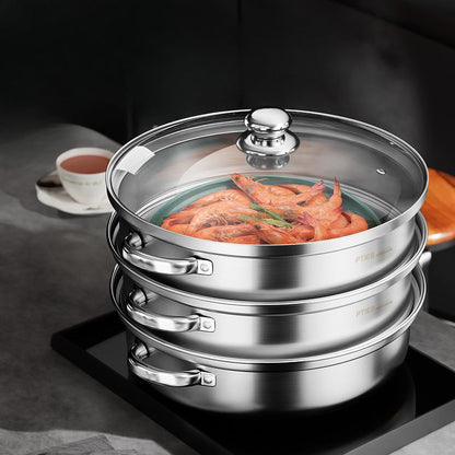 NutriSteam 3 Tier Stainless Steel Steamer for Healthy Cooking