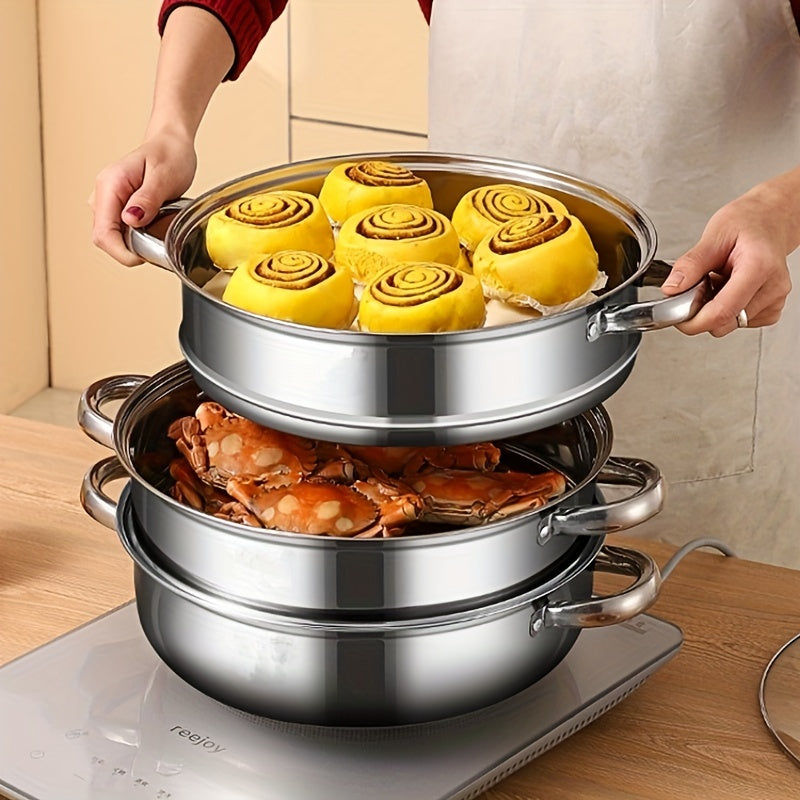 NutriSteam 3 Tier Stainless Steel Steamer for Healthy Cooking