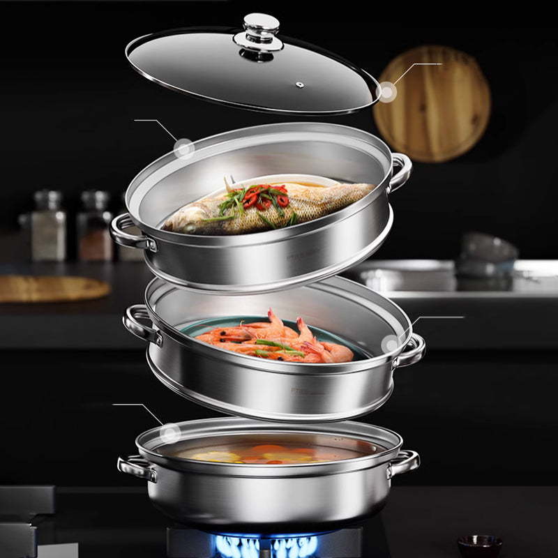 NutriSteam 3 Tier Stainless Steel Steamer for Healthy Cooking