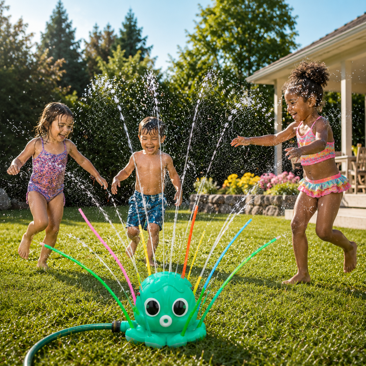Octopus Water Sprinkler Toy with Rotating Spray