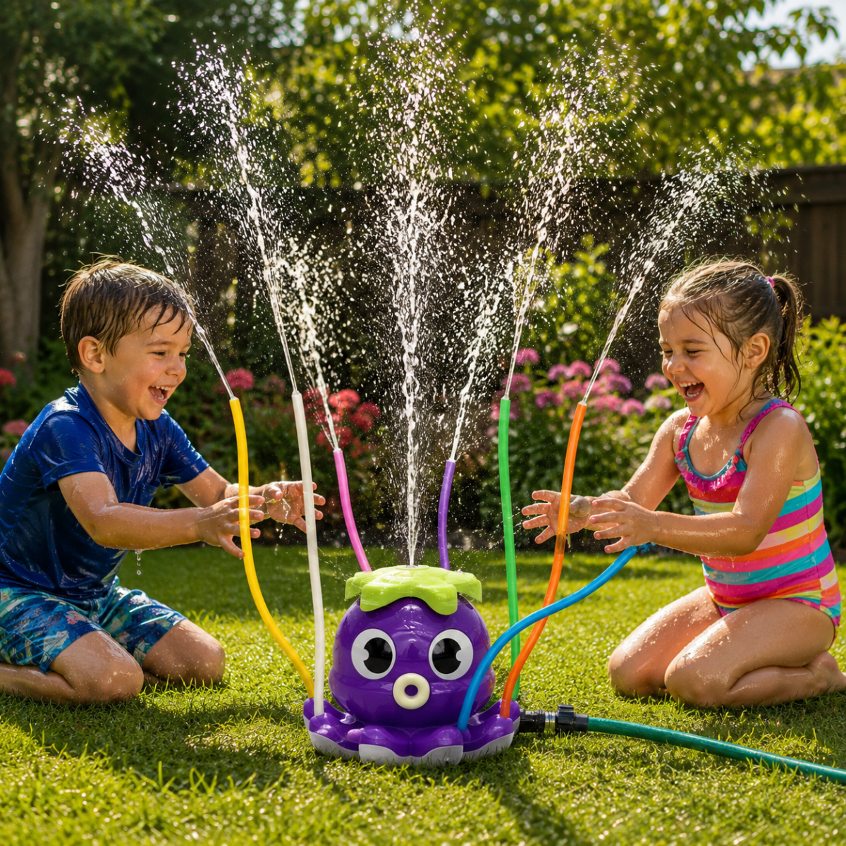 Octopus Water Sprinkler Toy with Rotating Spray