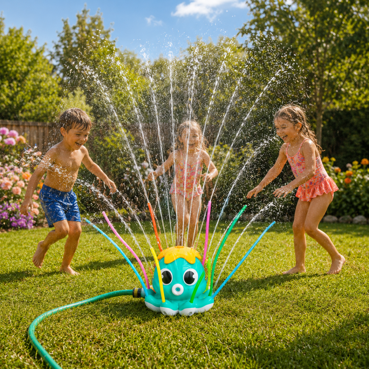 Octopus Water Sprinkler Toy with Rotating Spray