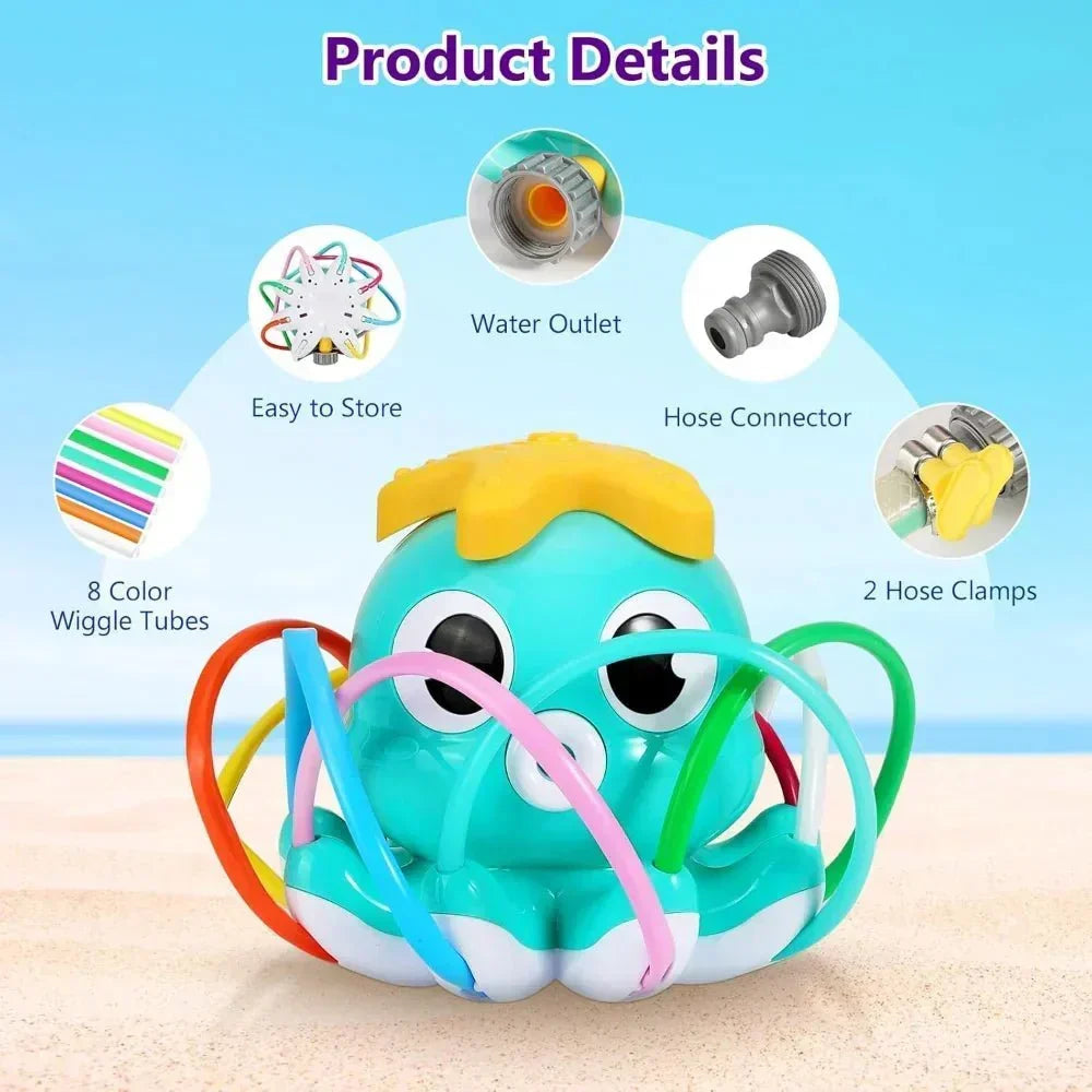 Octopus Water Sprinkler Toy with Rotating Spray