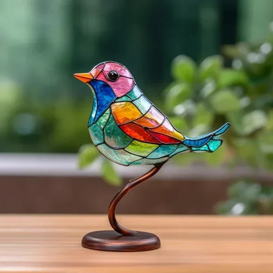 Oryxen Handcrafted Glass Bird Sculpture with Colorful Design for Elegant Home Decor