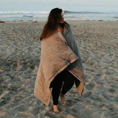 Outdoor Heated Blanket Battery Powered USB Power Bank Three Heat Zones Fleece Portable Camping Tailgate Throw
