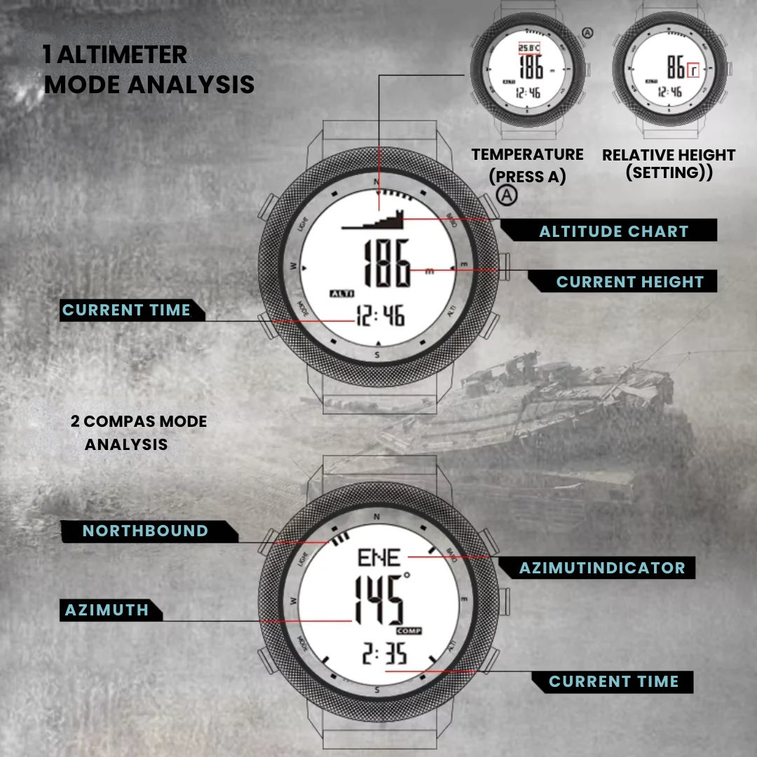 Outdoor Sports Watch Waterproof 50M with Compass Altimeter