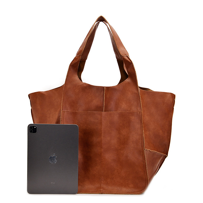 Oversized Leather Weekender Bag Stylish Travel Handbag