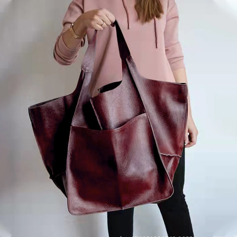 Oversized Leather Weekender Bag Stylish Travel Handbag