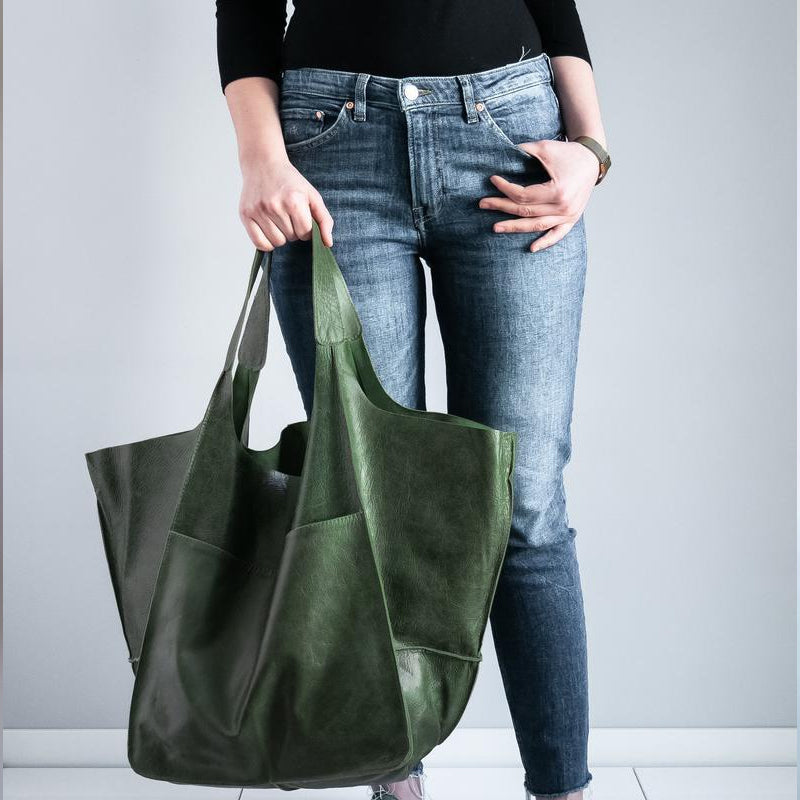 Oversized Leather Weekender Bag Stylish Travel Handbag
