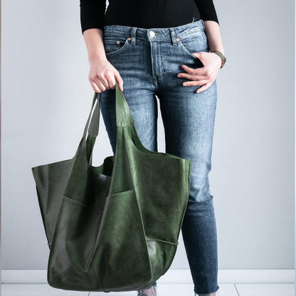 Oversized Leather Weekender Bag Stylish Travel Handbag