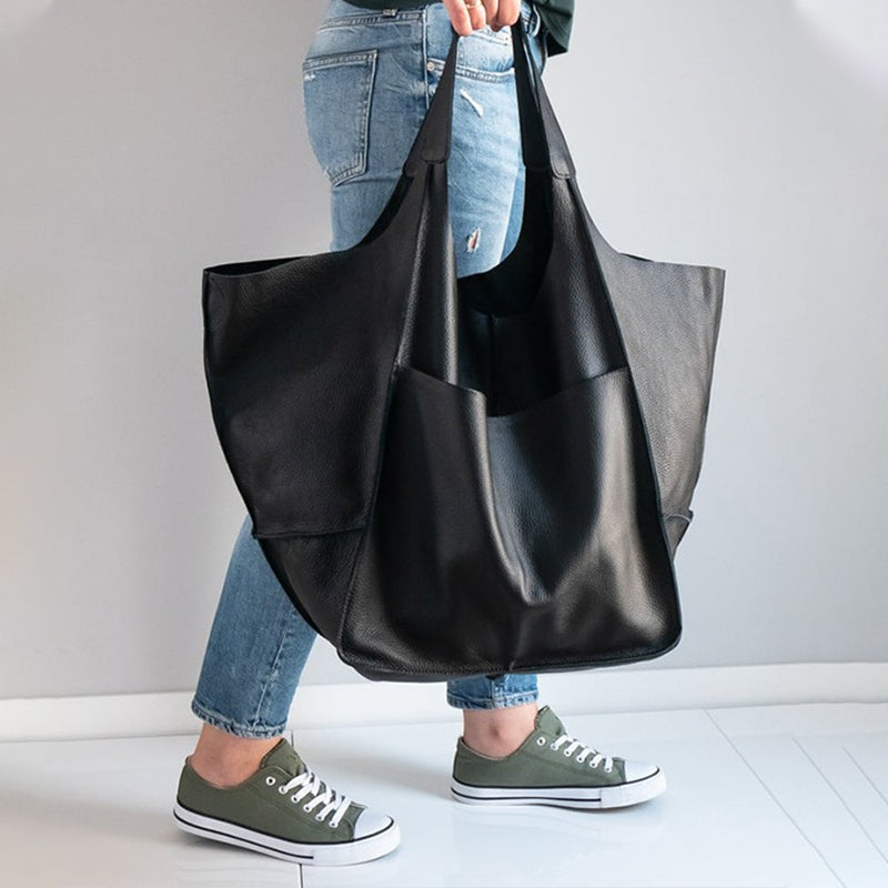Oversized Leather Weekender Bag Stylish Travel Handbag